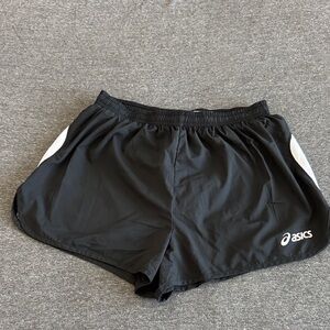 Asics Black Athletic Shorts with White Detail